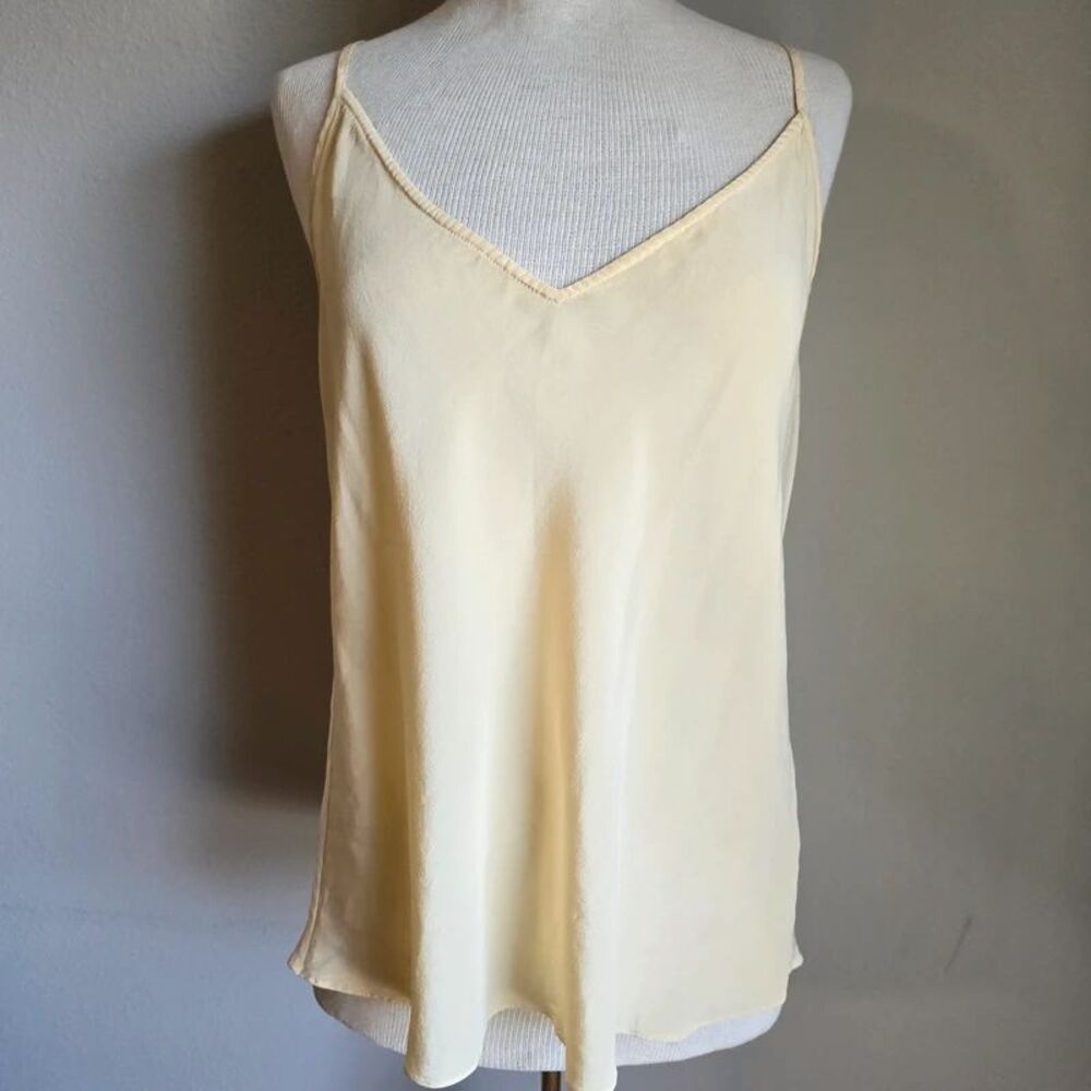 M.M. LaFleur Yellow 100% Silk Top Size Large